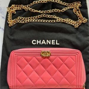 Chanel Pink Quilted Wallet on Chain